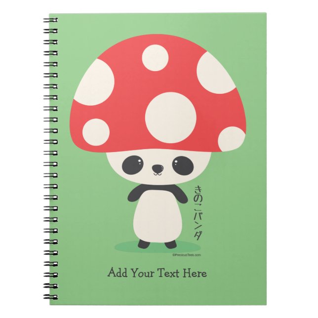 Caderno Espiral Bonito Kawaii Japonês Kinoko Mushroom Panda (Frente)