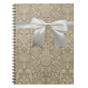 Caderno Espiral Bonito Linen White Lace Antique de Casamento