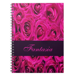 Caderno Espiral Bonito monograma de rosas rosa