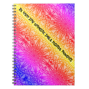 Caderno Espiral Bonito Neon Moon Sun Rainbow Cósmico Colorida