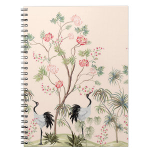 Caderno Espiral Bonito papel de parede de chinoiserie exótico. Des