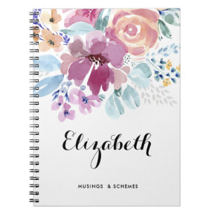 Caderno Espiral Bonito Possibilidade Floral de Primavera de Aquare