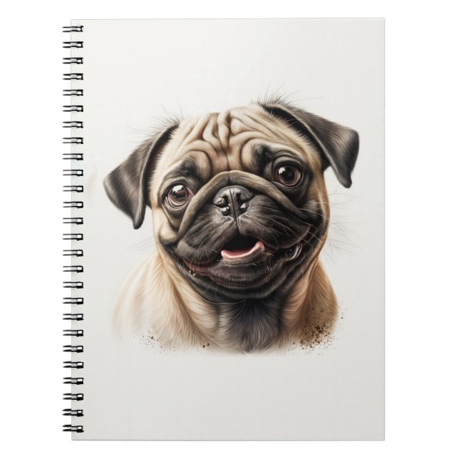 Caderno Espiral Bonito Pug Refrigerado Melhor Cão Mãe Nunca (Frente)