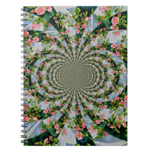 Caderno Espiral Bonito rosa-boho, rosas vermelhas, flor-aquarela