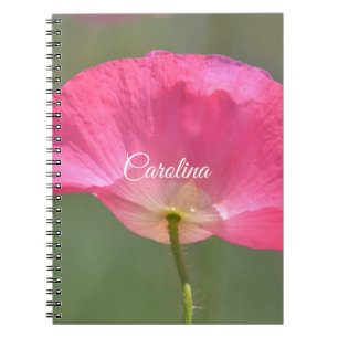 Caderno Espiral Bonito rosa Islândia Flor Poppy