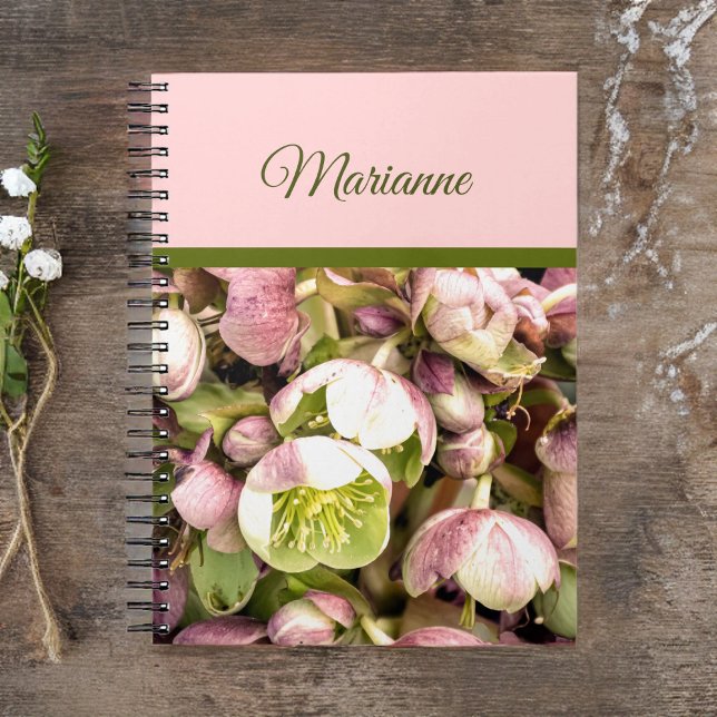 Caderno Espiral Bonito rosa personalizado e abrigo oliva (Criador carregado)
