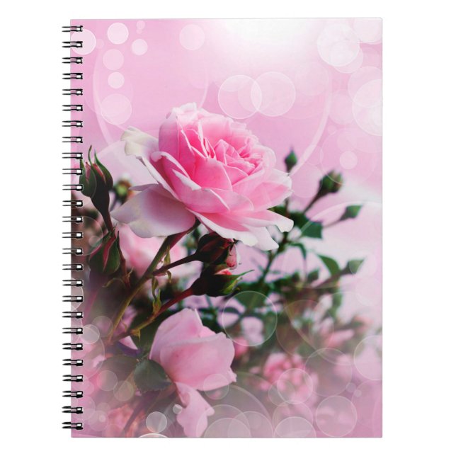 Caderno Espiral Bonito Rosas Rosa (Frente)