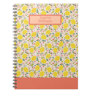 Caderno Espiral Bonito saco de flores de limonada cor-de-rosa flor