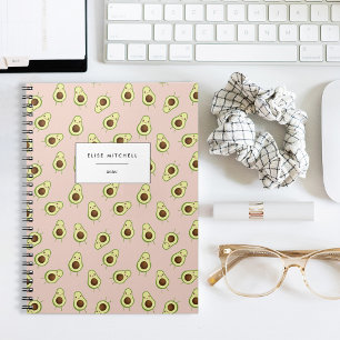 Caderno Espiral Bonito sorriso Kawaii Avocado Padrão
