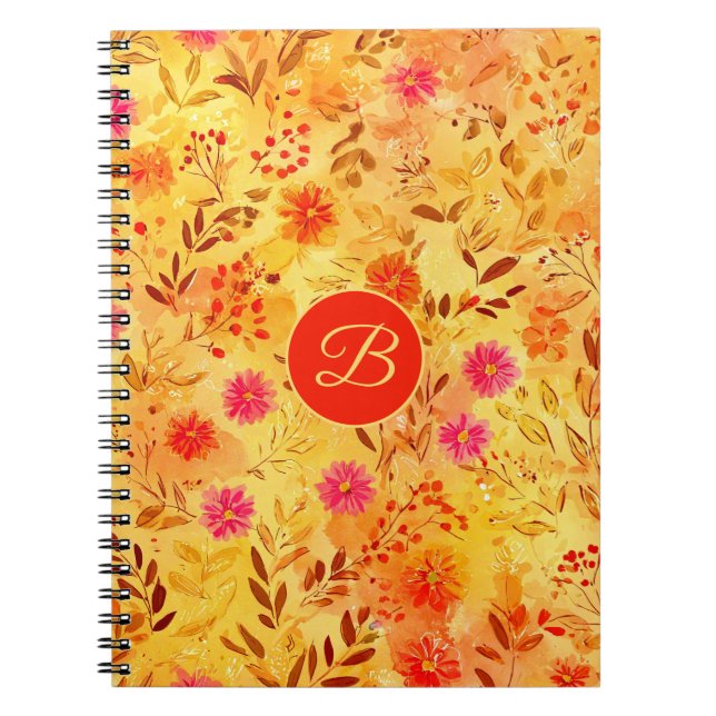 Caderno Espiral Bonito Watercolor Flores Selvagens (Frente)
