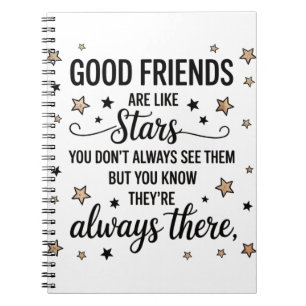 Caderno Espiral Bons Amigos São Como Estrelas Citação Inspiradora