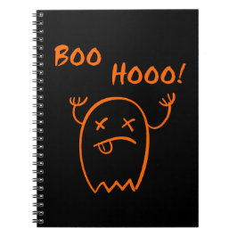 Caderno Espiral Boo Hooo Fantasma de Halloween Escuro Monocromátic