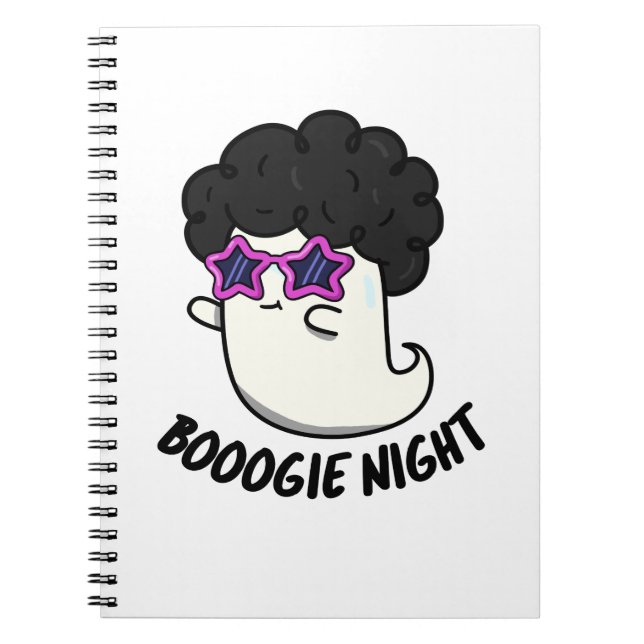 Caderno Espiral Boogie Night Dia de as Bruxas engraçado Ghost Pun (Frente)