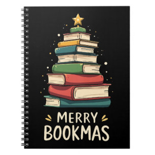 Caderno Espiral Bookmas felizes - Pilha Festiva de Livros