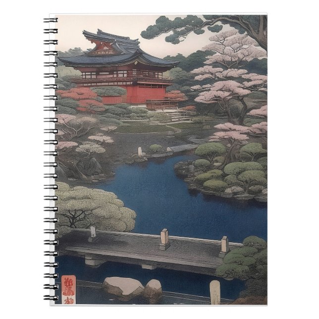 Caderno Espiral Booknote - Temple on the river - Japan (Frente)