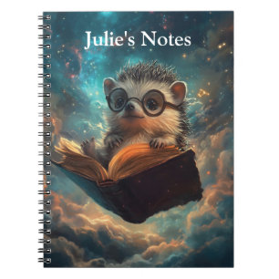 Caderno Espiral Bookworm de porco-gato-de-galáxia