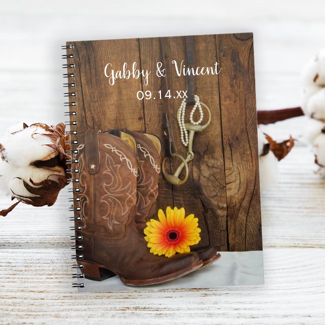 Caderno Espiral Boots do Cowboy, Casamento de Daisy Horse Bit (Criador carregado)