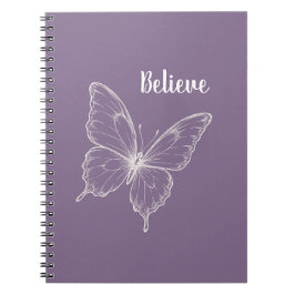 Caderno Espiral Borboleta Acredite Roxo