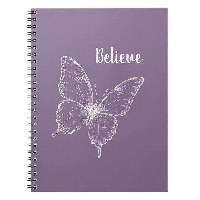 Caderno Espiral Borboleta Acredite Roxo (Frente)