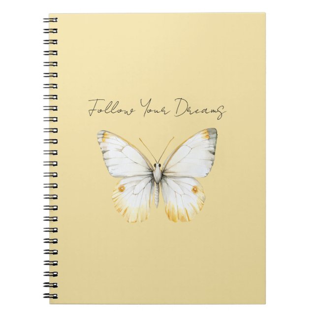 Caderno Espiral Borboleta Amarela Branca (Frente)