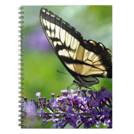Caderno Espiral Borboleta Amarela e Preta sobre Lavanda