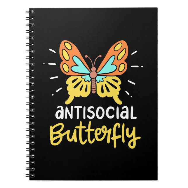 Caderno Espiral Borboleta antissocial (Frente)