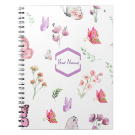 Caderno Espiral Borboleta Aquarela que você pode personalizar