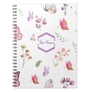 Caderno Espiral Borboleta Aquarela que você pode personalizar