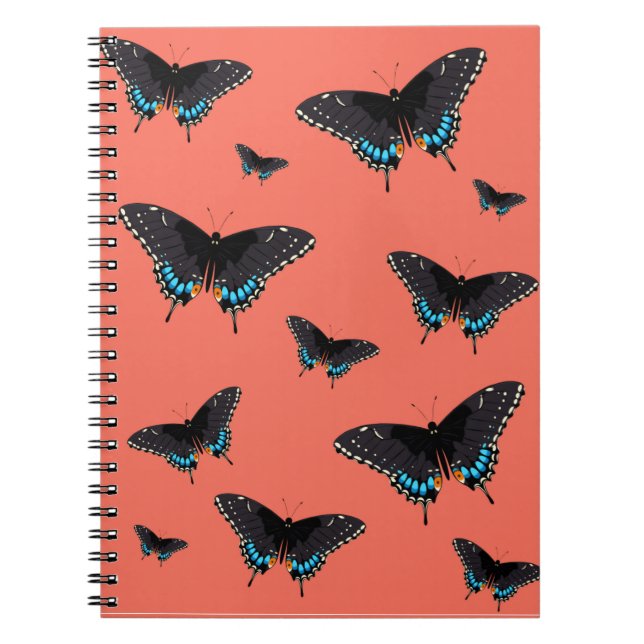 Caderno Espiral Borboleta Arte Monarca Impressões Borboleta Rosa (Frente)