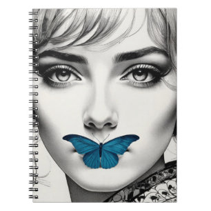 Caderno Espiral Borboleta Azul   Notebook de palavras não ditas