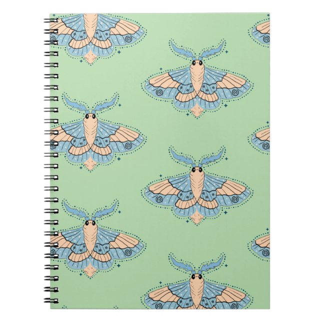Caderno Espiral Borboleta Celestial Caprichosa — Azul Suave e Pêss (Frente)