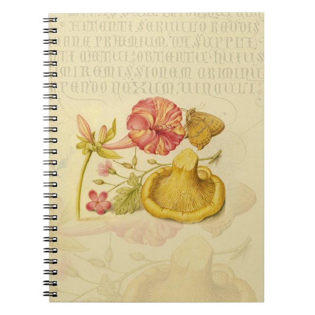 Caderno Espiral Borboleta, Cogumelo e Aquarela Flor (Frente)