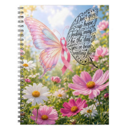 Caderno Espiral Borboleta com Laço Rosa e Citação Inspiradora