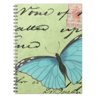 Borboleta de asa azul no cartão postal
