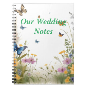 Caderno Espiral Borboleta de flor selvagem, Planner de Casamento
