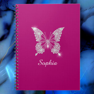 Caderno Espiral Borboleta Diamante Branca, Nome do Script, Deep Fu