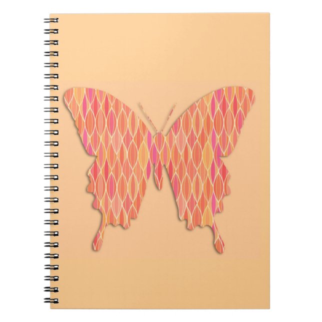 Caderno Espiral Borboleta em abstrato impressão - tons de laranja (Frente)