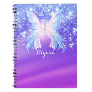 Caderno Espiral Borboleta Fantasia Rosa & Roxo Brilho