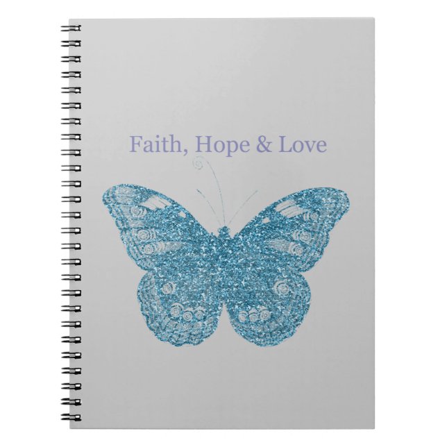 Caderno Espiral Borboleta Fé, Esperança, Amor (Frente)