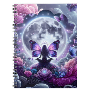 Caderno Espiral Borboleta Feiticeira Mística Zen Lua Cheia Cósmica