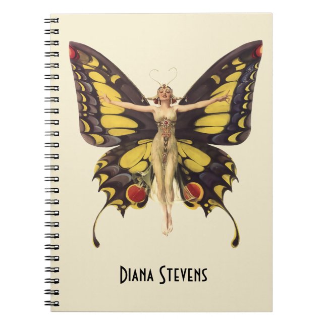 Caderno Espiral Borboleta Flapper Vintage Personalizada (Frente)