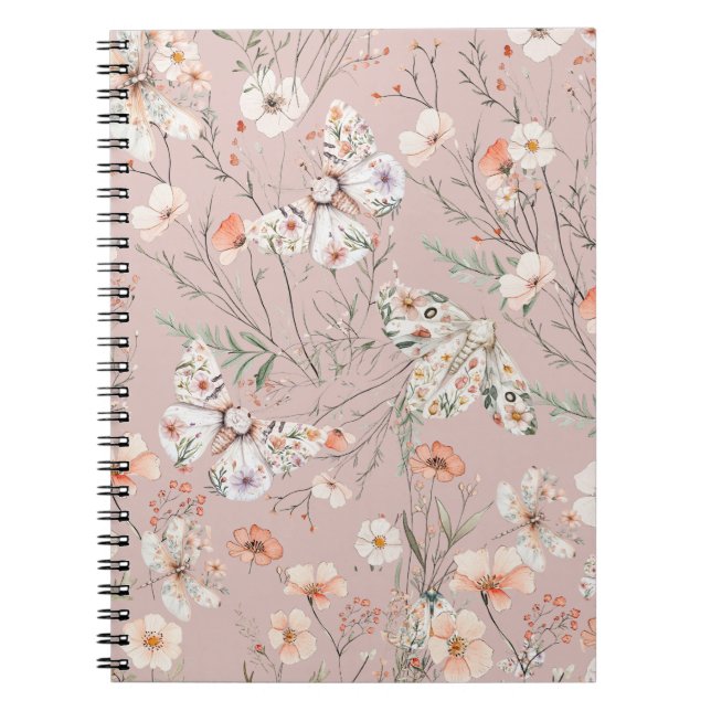 Caderno Espiral Borboleta Floral Boho Wildflower (Frente)