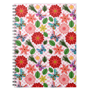 Caderno Espiral Borboleta Floral de Jardim de Primavera Moderna 