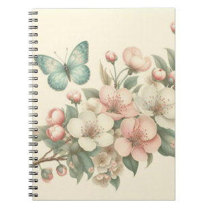 Caderno Espiral Borboleta floral/primavera com estilos de safena