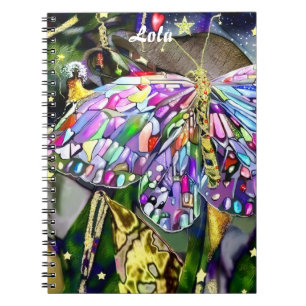 Caderno Espiral Borboleta Folha de Ouro