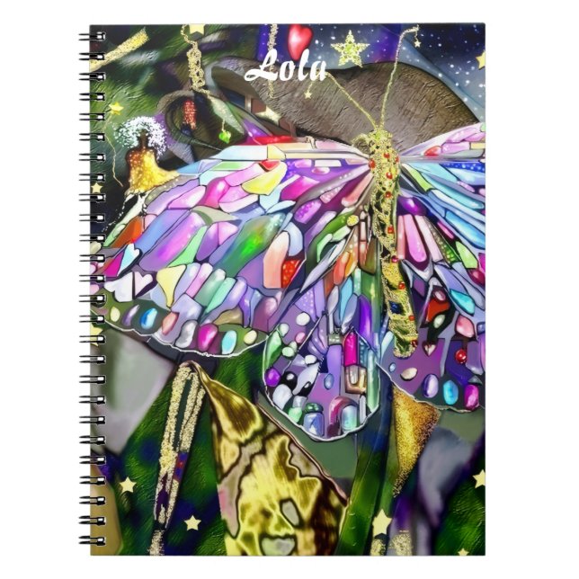 Caderno Espiral Borboleta Folha de Ouro (Frente)