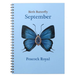 Caderno Espiral Borboleta Gemstone de setembro - Peacock Royal