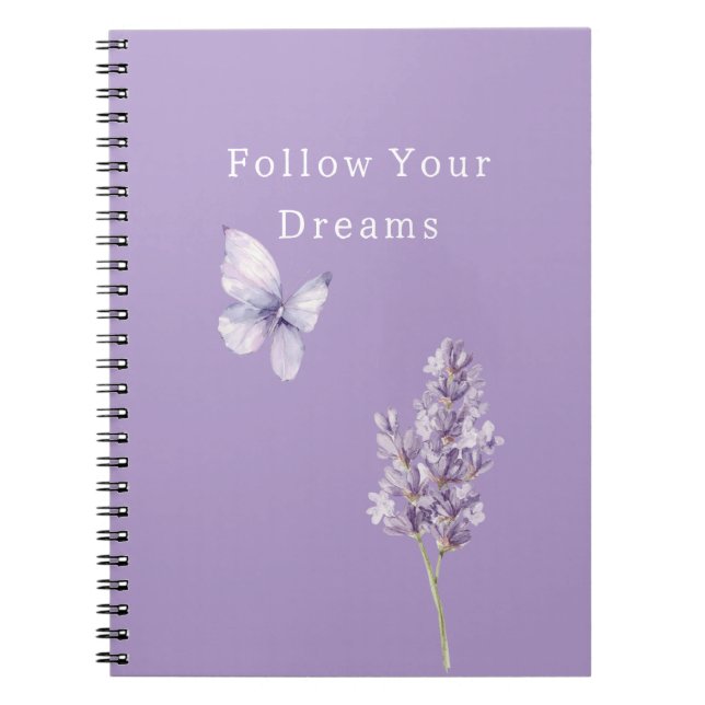 Caderno Espiral Borboleta Lavanda Roxa (Frente)
