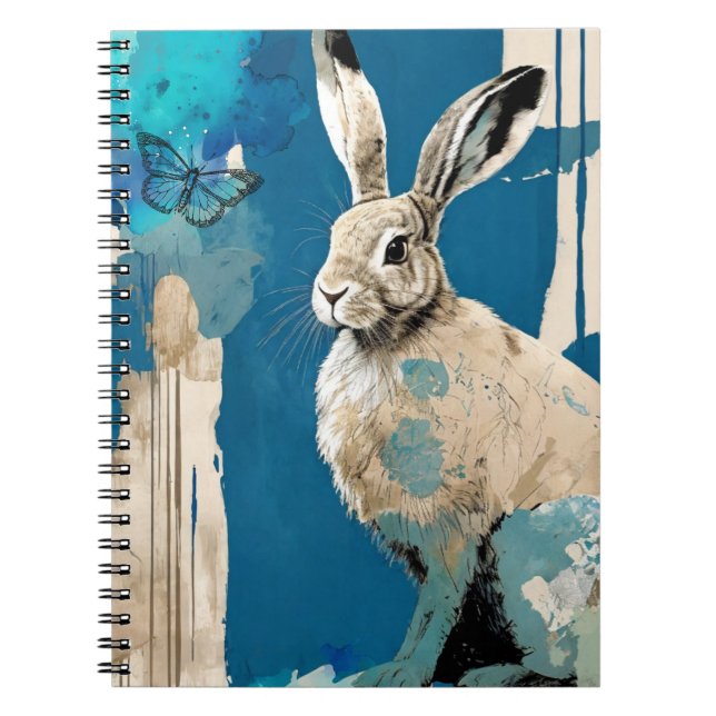 Caderno Espiral Borboleta + Lebre | Diário para notebook (Frente)
