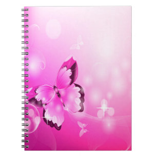 Caderno Espiral Borboleta magenta